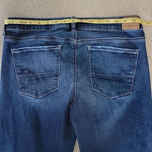 American Eagle Dark Wash Super Stretch Skinny Jeans - Size  12 Long - Picture 6 of 11
